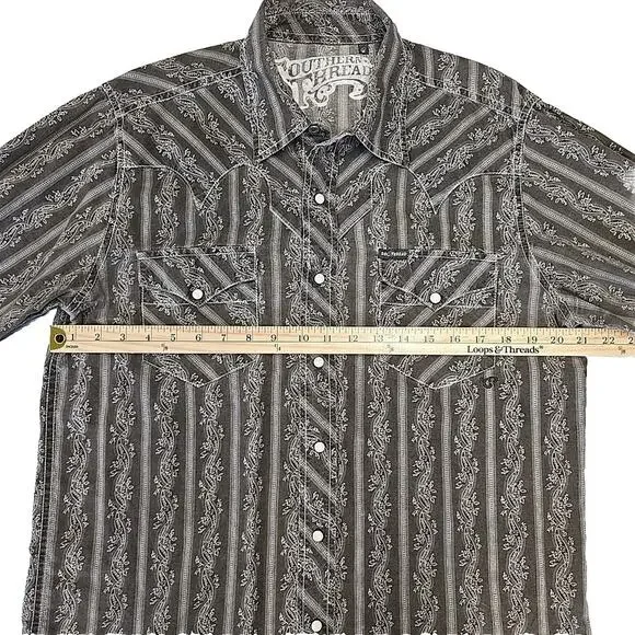 Southern Thread Mens Western Pearl Snap SZ M Vintage Inspired Retro Cowboy Brown - Picture 11 of 14